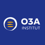 Logo pour l'institut O3A sur fond bleu