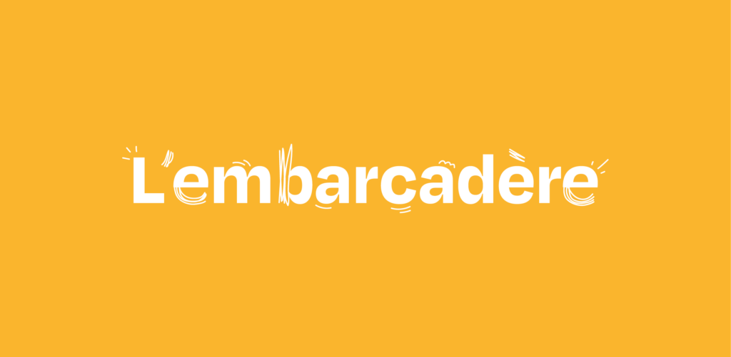 Version du logo de l'Embarcadère sur fond jaune
